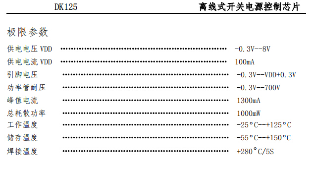 DK125極限參數(shù)