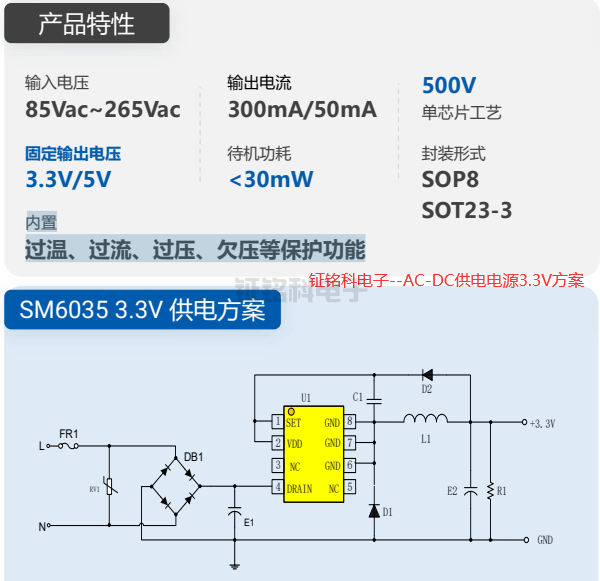 鉦銘科電子--AC-DC供電電源3.3V方案.png